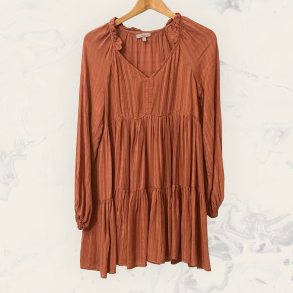 Wenderly Dresses & Skirts - Wenderly  Women's Tunic Dress Brown Long Sleeve V-Neck Rayon Pullover Size S